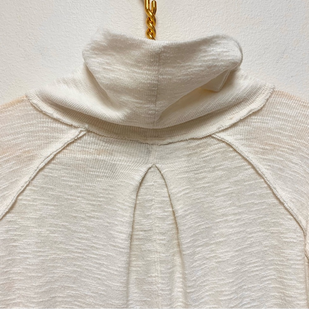Free People Tara Split Back Turtleneck Top Size Large Ivory Slub Knit‎ - Picture 10 of 14